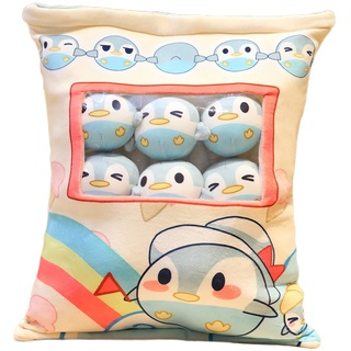 A Bag Of Penguin Snack Kissen Kreative Plüsch Pinguin Lendenwirbelkissen Abnehmbare Flauschige Kawaii Tier Puppen Sofa Stuhl Dekorative Kissen