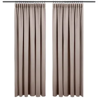 Blumtal Verdunklungsvorhänge Kräuselband 132x160 cm im 2er Set - Oeko-TEX zertifizierte Vorhänge Blickdicht - Thermovorhang Hitzeschutz - waschbare Vorhänge mit Kräuselband für Schiene in Taupe