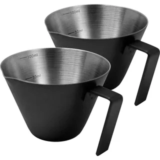 NEOUZA Espresso-Schnapsbecher, 100 ml, Espressomessbecher, 2 Stück, Edelstahl, Ausgießbecher, Waage, Küchenhelfer für Espresso-Zubehör (mattschwarz)