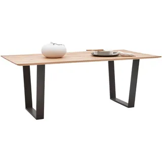 Valnatura Esstisch, Schwarz, Buche, Holz, Kernbuche, massiv, rechteckig, Kufe, 100x76x180 cm, in verschiedenen Größen erhältlich, Esszimmer, Tische, Esstische
