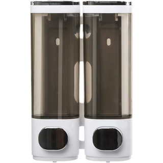 Seifenspender Wandbefestigung, 600ml Shampoo Spender Shower Dispenser Wandhalterung Seifenspender Hotel Seifenspender Dusche Seifenspender Wand Duschgel Spender für Shampoo, Spülung, 2 Kammern