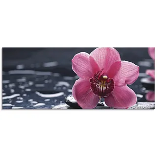 ARTland Wanddeko Glasbilder Wandbild Glas Bild einteilig 125x50 cm Querformat Asien Natur Botanik Blumen Blüten Orchideen Zen Entspannung Pink T9MN