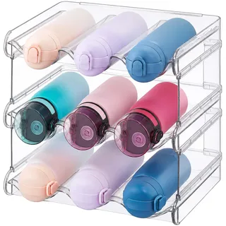Relaxdays Flaschenhalter 9 Flaschen 3 Etagen transparent
