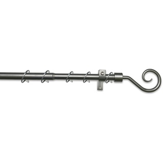 GARDINIA Gardinenstangen-Set "Hook", Komplettstilgarnitur inkl. Befestigungsmaterial, Gardinenstange ausziehbar, 130-240 cm, Silber