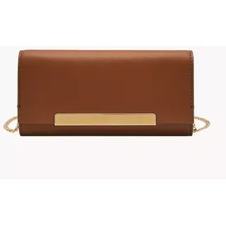 Fossil Damen Leder Geldbörse Portemonnaie Flap Wallet Crossbody Penrose Schwarz