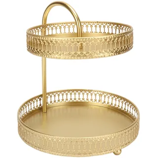 Elegante, Zweistöckige Obstschale In Gold, Großes Fassungsvermögen, Dekorativ Und Vielseitig Für Küche, Partys Und Zuhause