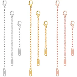 9 Stück Halskettenverlängerungen für Damen, Mabor Abnehmbare Halskette Edelstahl-Schmuckkettenverlängerung für Fußkettchen Armband Halskette (Gold/Silber/Roségold)