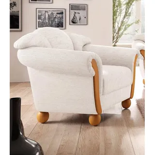 Home affaire Sessel Milano, bequemer Loungesessel, Landhaus-Stil, Holz-Chatosen und -Füße beige