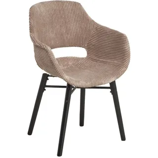 Livetastic Armlehnstuhl, Braun, Schwarz, Holz, Kunststoff, Textil, Kautschukholz, massiv, Rundrohr, 58x81x61 cm, Esszimmer, Stühle, Esszimmerstühle, Armlehnenstühle