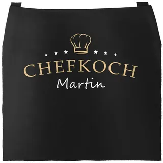 Küchen-Schürze eigener Name Schriftzug Chefkoch individualisierbar Kochschürze Männer personalisierte Geschenke SpecialMe® schwarz unisize - Schwarz