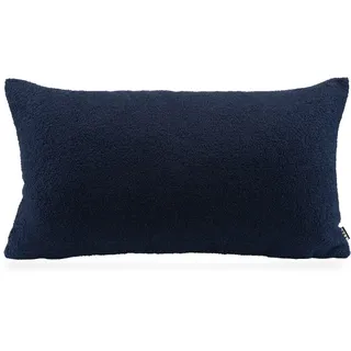 Dekokissen H.O.C.K. "Fino", blau (dunkelblau, navy, unifarben), B:70cm H:10cm L:40cm, Obermaterial: 100% Polyester. Füllung: 100% Polyester, Dekokissen_Sitzkissen_Kissenhüllen, Teddy-Plüsch, wärmend, inkl. Füllung, Bezug mit Reißverschluss