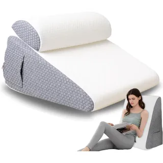 Sleep Keilkissen, Keilkissen Lesekissen für Bett und Sofa Als Beinkissen oder Rückenkissen, Reflux Kissen für Bett und Sofa, Matratzenkeil für Erwachsene, Matratzenkeil für Reflux Kissen (Weiß)