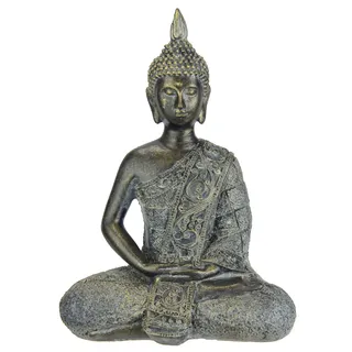 I.GE.A. Buddha Figur sitzend Statue Figuren Skulptur braun (braun, grau), B:15cm H:20cm, Polyresin, Dekofiguren, Garten-Figur