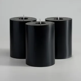 Memoward Stumpenkerzen Schwarz,Kerzen Groß 3er Set,Lange Brenndauer ca.50+ Std,Saubere Verbrennung,Unparfümiert,für Haushalt,Feiern und Gastronomie Deko,(7.5 x 10 cm-3er, Schwarz)