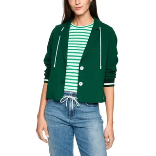 Marc Cain Kurzblazer City Vibing Premium Damenmode sportiver Blazer mit Ringeldetails grün 6 (44)