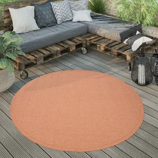Paco Home - Outdoor Teppich Rund Wetterfest Balkon Terrasse Küchenteppich Modern Einfarbig 160 cm Rund, rost