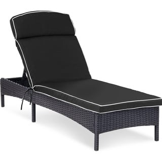 Uniprodo, Liegestuhl, Sonnenliege Gartenliege Relaxliege Strandliege schwarz Stahlrahmen Rattan