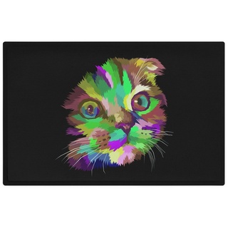 Fußmatte »Lustige Katzen Fußmatte Polygon Grafik Katzenbesitzerin Humor Fussmatt«, Trendation schwarz