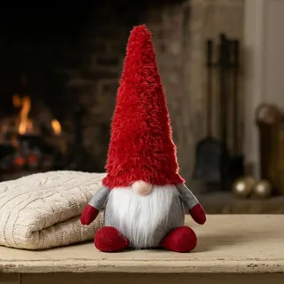 Wichtel Deko Figur groß Weihnachten Gnom sitzend 60 cm Weihnachtswichtel rot