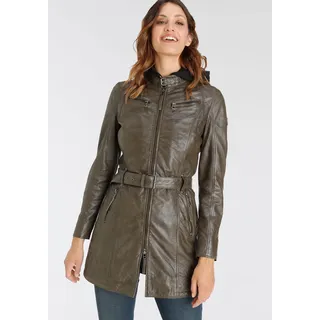 Mauritius Ledermantel »BENTE2«, (mit Gürtel), lange Lederjacke mit Gürtel & abnehmbarem Kapuzen-Inlay Mauritius olivgrün