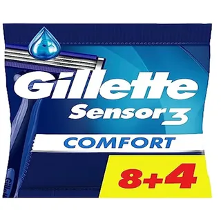 Gillette Sensor3 Comfort Einwegrasierer für Herren, mit Schmierband, 8 + 4 Stück