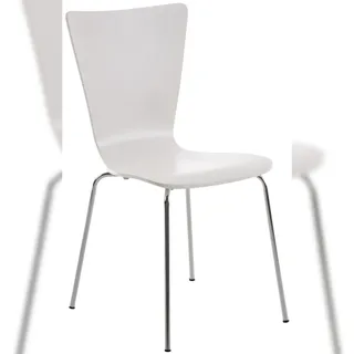 Décoshop26 - Stapelbarer weißer Küchen-/Esszimmerstuhl aus Holz x1 mit stabilem vierbeinigem Metallgestell 10_0003237