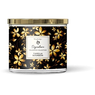Woodbridge Duftkerze im Glas mit Deckel | Vanilla Bourbon | Duftkerze Vanille | Kerzen 3 Docht | Edle Duftkerzen | Brenndauer bis 40h | Schwarze Kerzen