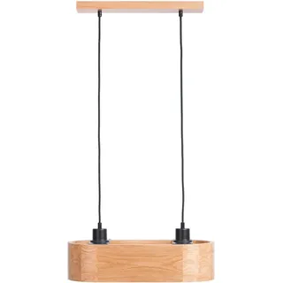 Esszimmerlampe Holz - Rund Modern Holzlampe 1xE27 (45 cm) - Deckenlampe Eiche Hängend - Natur Lampe für Esszimmer, Wohnzimmer, Küche, Schlafzimmer, Flur - Stilvolles Design Eichenholz ANTILIA
