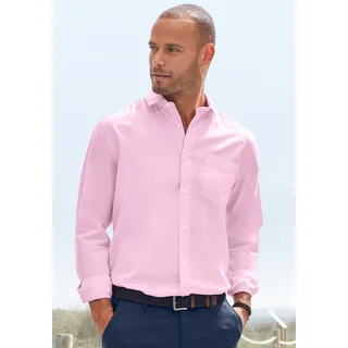 H.I.S. Langarmhemd H.I.S, Herren, Gr. M (39/40), N-Gr, rosa, Web, Obermaterial: 100% Baumwolle, unifarben, casual, regular fit, Rundhals, Langarm Manschette, Hemden, mit Kentkragen, Oxford-Qualität aus reiner Baumwolle