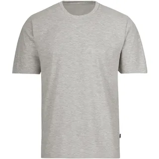 T-Shirt TRIGEMA "TRIGEMA T-Shirt DELUXE Baumwolle", Damen, Gr. 3XL, grau (grau, melange), Single Jersey, 100% Baumwolle, Basic, lang, Rundhals, Shirts T-Shirt