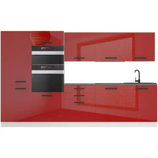 B Belini Group Küchenzeile, Rot, Holz, 300x204x60 cm, Küchen, Küchenzeilen & Küchenblöcke, Küchenzeilen ohne Geräte