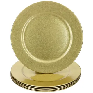 6er Set Platzteller Gold Glitzer 33cm Dekoteller leicht Kunststoff