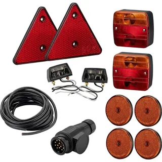 Wiltec Rückleuchten Set für Anhänger 12-teilig mit 13-poligem Stecker und 5 m Kabel