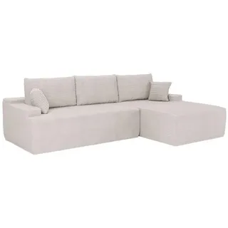 Juskys Eckcouch Cord 3-Sitzer Beige