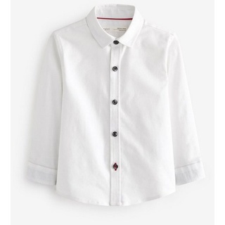 Next Langarmhemd Langärmeliges Oxfordhemd mit Besätzen (1-tlg) weiß