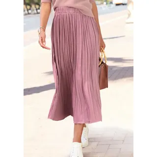 LASCANA Maxirock mit Plisseefalten aus edel glänzender Ware festlicher Faltenrock, Plisseerock in Midilänge, eleganter Satinrock rosa 40