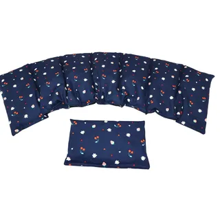 BUNTE MISCHUNG Kirschkernkissen 2 er Set Langes 67 x 18 cm 7 Kammer + kleines Körnerkissen Wärmekissen XXL Schulterkissen Nackenkissen Mikrowelle + Backofen (Blau Kirschen, Dinkel)