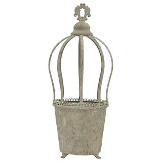 EX nostalgische Garten-Krone Deko-Krone Pflanz-Krone mit Pflanztopf Metall Vintage Shabby Optik
