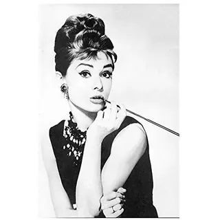 Klassische Audrey Hepburn Porträt Make-up Poster Drucke Leinwand Malerei Schwarz Weiß Wandkunst Moderne Wandbild, für Schlafzimmer Home Decoration Kein Rahmen (Size : No Frame 60X80 cm)
