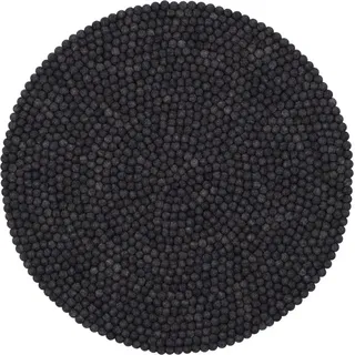 myfelt Hugo Filzkugelteppich Ø 90 cm Schwarz/Grau