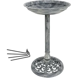 DIVCHI Vogeltränke für Garten, freistehende Wildvögel, Bäder, Futterschale, Standfuß für draußen, Terrasse, Hof und Rasen-Dekor (Grau, Klassische Vogeltränke)