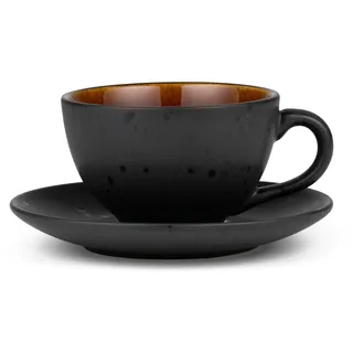 Bitz Kaffeetasse 0,24 l Schwarz/Amber mit Untertasse