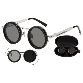 CHENRI Verstellbare Getönte Runde Polarisierte Gläser Retro-Sonnenbrille, 1-9 Gang verstellbare Sonnenbrille mit ND-Filter, Polarisierte Sonnenbrille mit verstellbarer Tönung für Herren Damen