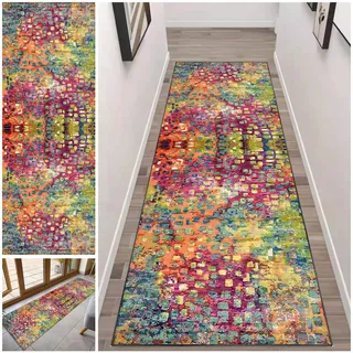 Läufer Teppich Flur Lang rutschfest 80 x 200 cm Waschbar Küchenläufer Läuferteppich Küchenteppich Entryway Runner Teppich Fußmatte Flur TeppichLäufer Küche Korridor Teppich Flurläufer Teppichmatten