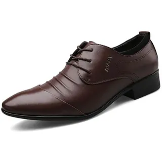 DXSYGMBN Herren Business Formelle Schuhe Schnürung Smoking Kleid Hochzeit Oxford Mode Spitze Zehenschuhe,Braun,40 EU - 40 EU