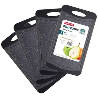 NEOFLAM® Schneidebrett Flutto Antibakterielles Frühstücksbrettchen Set 4tlg. - Granit/Schwarz, Kunststoff (PP), (4-St) schwarz