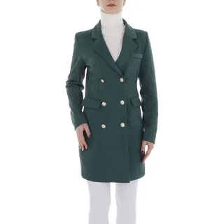 Ital-Design Sakko Damen Elegant (86099052) Knopfleiste Stretch Samtoptik Blazer in Grün grün