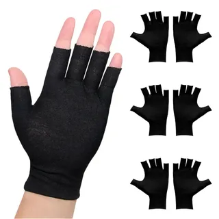 OuryTech Baumwollhandschuhe Schwarz, 3 Paar Baumwollhandschuhe Für Neurodermitis, Schwarze Fingerlose Unterhandschuhe Für Feuchtigkeitspflege