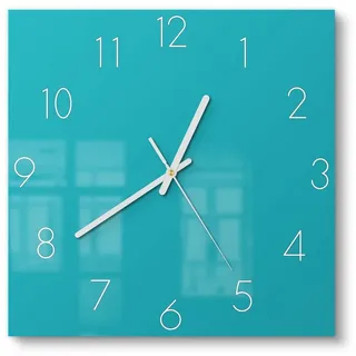 DEQORI Wanduhr 'Unifarben - Türkis' (Glas Glasuhr modern Wand Uhr Design Küchenuhr) grün 30 cm x 30 cm