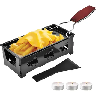 Teelicht Raclette Set, Mini Raclette für Käse mit Teelicht mit Spachtel | Kleines Raclette, Teelicht Raclette mit Praktischem Spachtel zum Schmelzen von Käse oder Schokolade ideal als Single